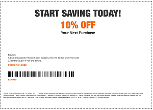 Home Depot 10% Off Coupon - Emailed and PayPal Option Available